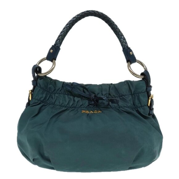 PRADA Hand Bag Nylon Green Gold Auth - Picture 2 of 16
